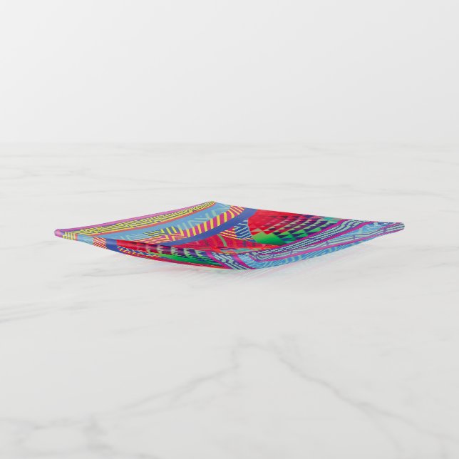 southwestern borders and triangles collage trinket tray (Angled)