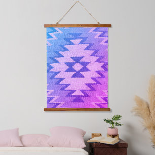 Southwestern Bright Blue, Pink, Purple Hues, Hanging Tapestry