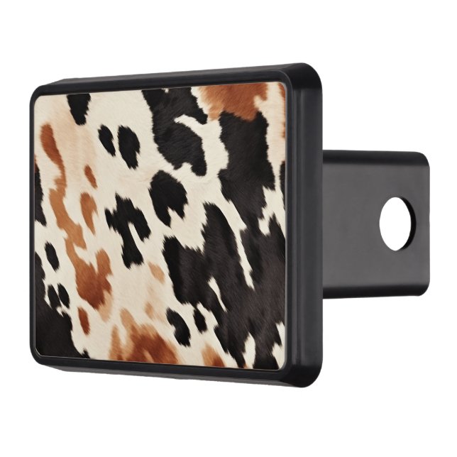Southwestern Brown Cream Black Cowhide  Hitch Cover (Left)