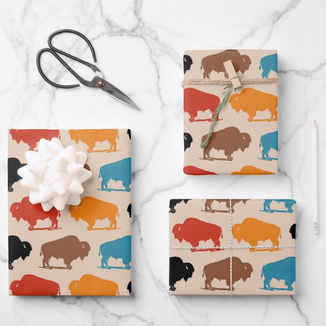 Southwestern Buffalo Pattern Wrapping Paper Sheets (Front)