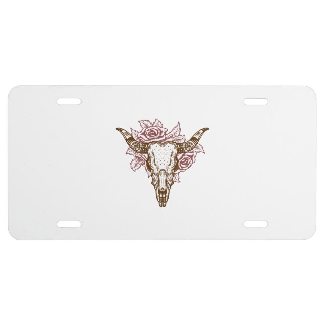 Southwestern Bull Skull License Plate (Front)