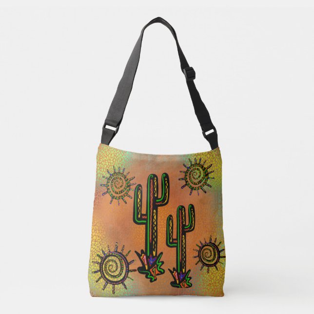 SOUTHWESTERN CACTUS  ART       CROSSBODY BAG (Front)