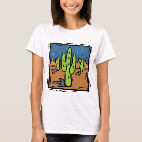 Southwestern Cactus Design Art T_shirt