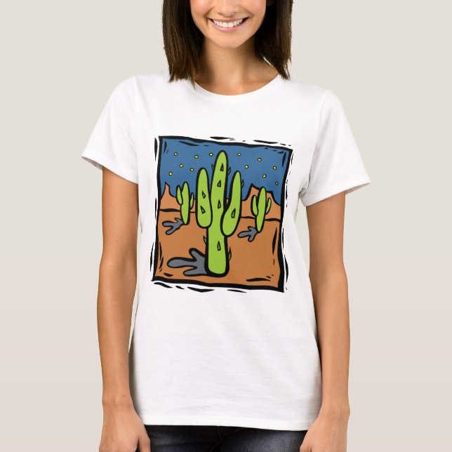 Southwestern Cactus Design Art T-shirt (Front)
