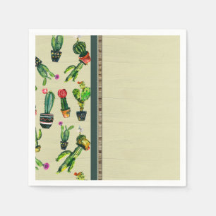 Southwestern Cactus Plant Natural Baby Shower Napkins