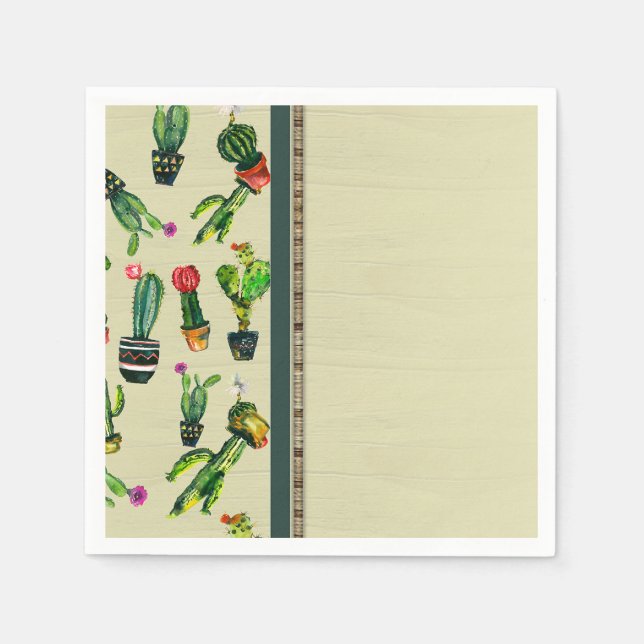 Southwestern Cactus Plant Natural Baby Shower Napkins (Front)