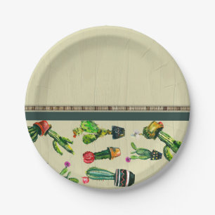 Southwestern Cactus Plant Natural Baby Shower Paper Plates