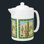 Southwestern Cactus Teapot<br><div class="desc">desert cactus with shadows</div>