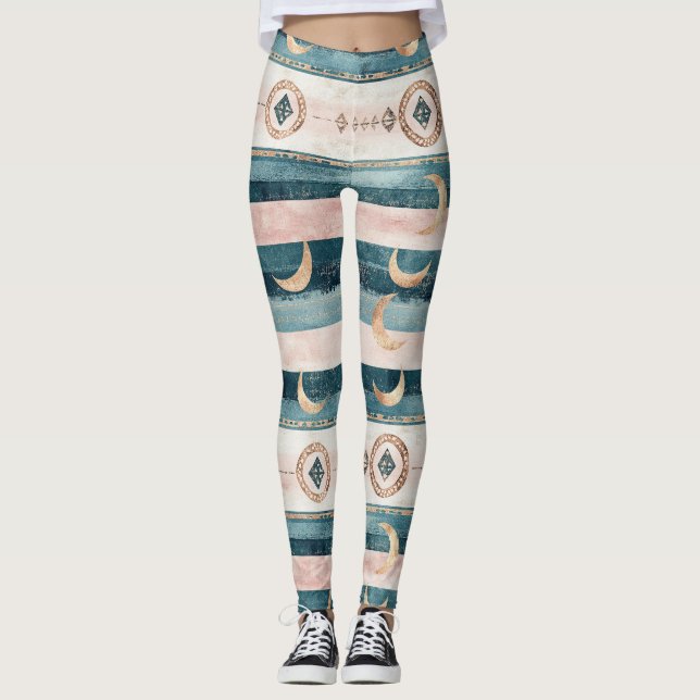 Southwestern Celestial Pattern - Desert Style Leggings (Front)