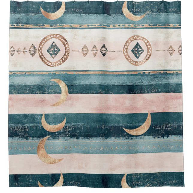 Southwestern Celestial Pattern - Desert Style Shower Curtain (Front)