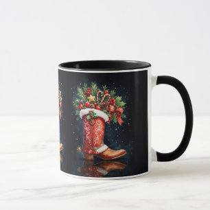 Southwestern Christmas Cowboy Boot Cute Mug