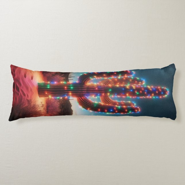 Southwestern Christmas desert cactus  Body Pillow (Front)