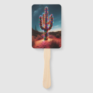 Southwestern Christmas desert cactus Hand Fan
