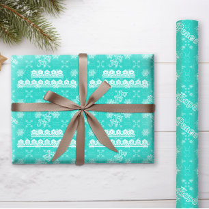 Southwestern Christmas Snowflakes on Turquoise Wrapping Paper