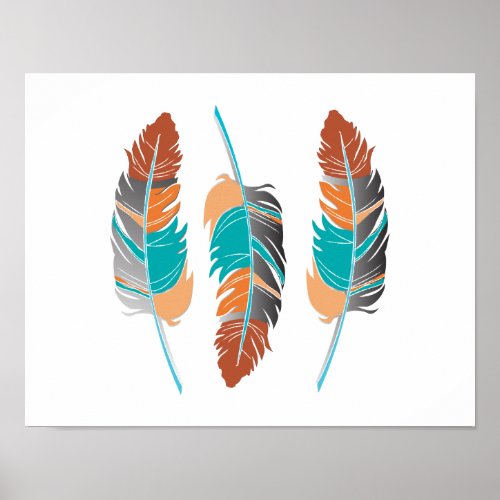Southwestern Colorful Feathers  Poster
