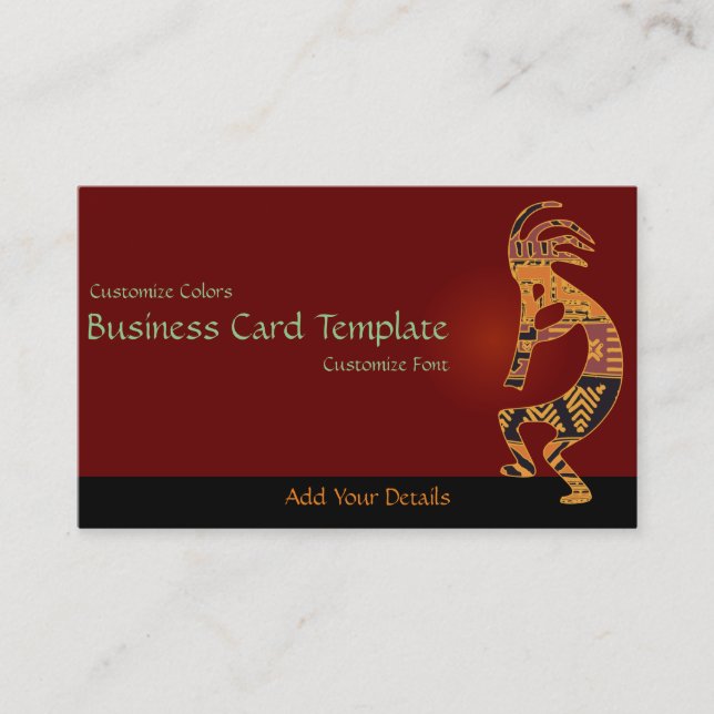 Southwestern Colorful Logo Kokopelli Business Card (Front)