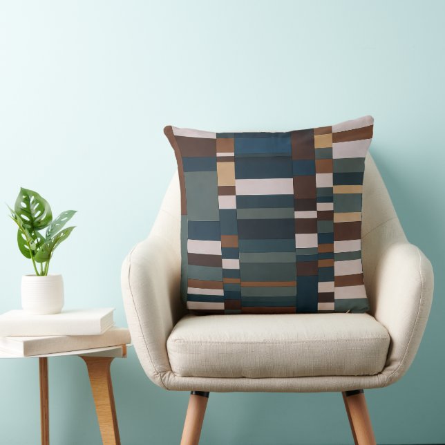  Southwestern Colors Geometric Color Block Pattern Throw Pillow (Chair)