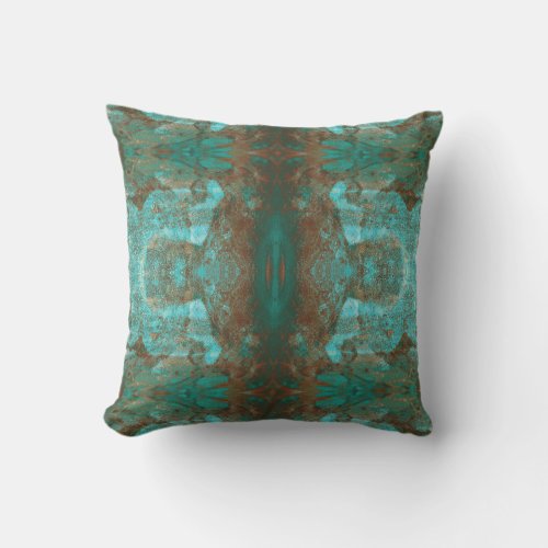 Southwestern Colors Rust Teal Abstract Mirror Outdoor Pillow