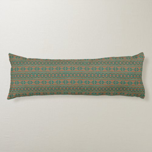 Southwestern Copper Teal Geometric Print Body Pillow