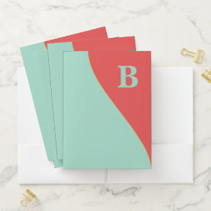 Southwestern Coral and Turqoise with Monogram Pocket Folder