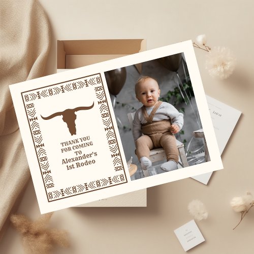 Southwestern Country Ranch Western 1st Birthday Thank You Card