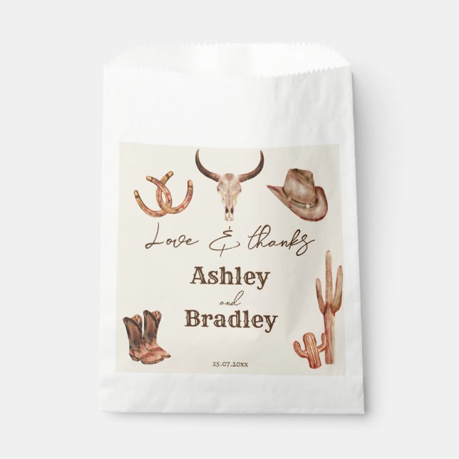 Southwestern country ranch western cowgirl wedding favor bag (Front)