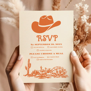 Southwestern Country Ranch Western Wedding RSVP Card