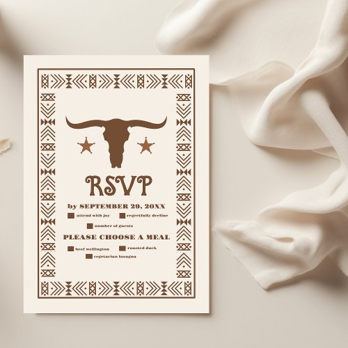 Southwestern Country Ranch Western Wedding RSVP Card