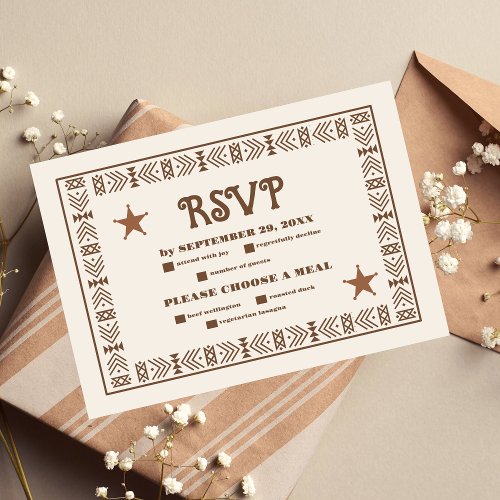 Southwestern Country Ranch Western Wedding RSVP Card