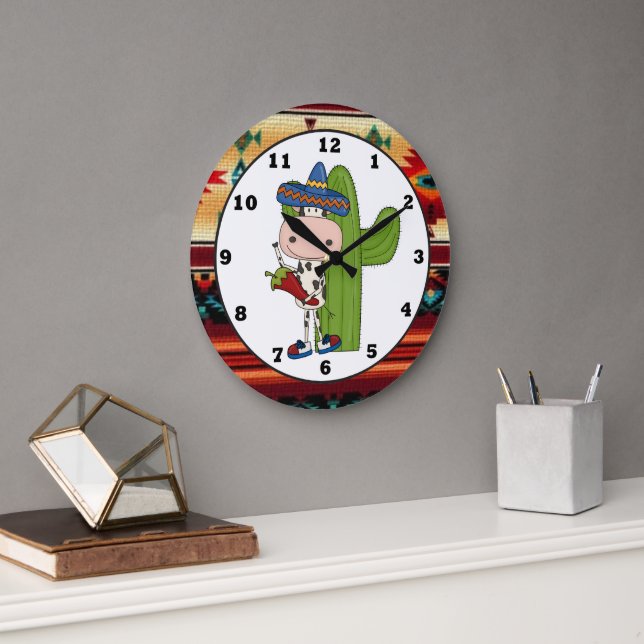 Southwestern Cow Kitchen cartoon clock (Office)