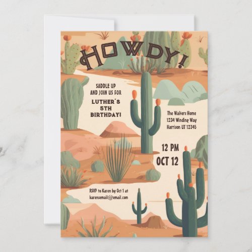 Southwestern Cowboy Boys Birthday  Invitation