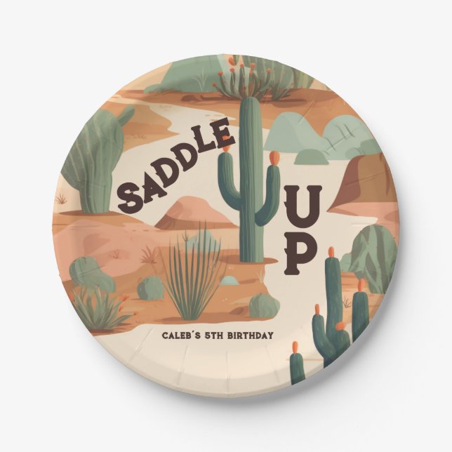 Southwestern Cowboy Boys Birthday  Paper Plates (Front)