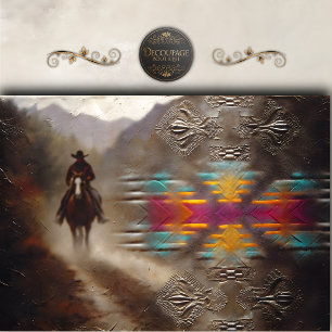 Southwestern Cowboy Tribal Art Decoupage Tissue Paper