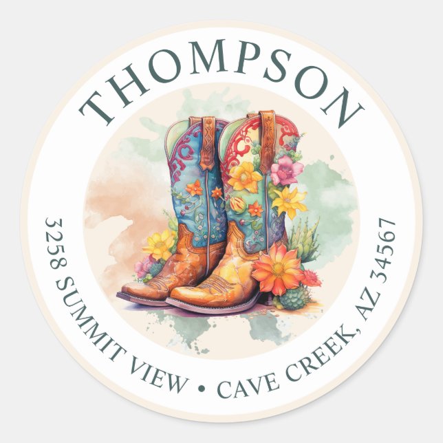Southwestern Cowgirl Boots Return Address Label (Front)
