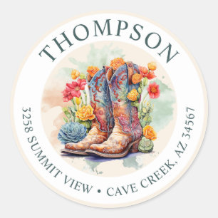 Southwestern Cowgirl Boots Return Address Label