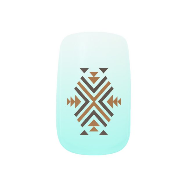 Southwestern cowgirl rodeo turquoise folk pattern minx nail art (Left Thumb)