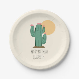Southwestern Decor Cactus Paper Plates Birthday