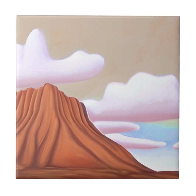Southwestern Desert and Mesa Minimalist Art Ceramic Tile (Front)