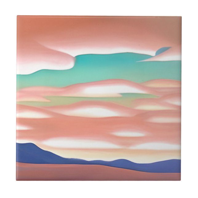 Southwestern Desert and Sky Minimalist Art  Ceramic Tile (Front)