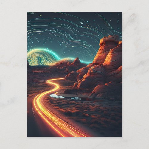 Southwestern Desert Arizona Utah Neon Highway Postcard