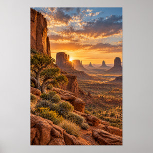 Southwestern Desert Buttes Sunset Wall Art