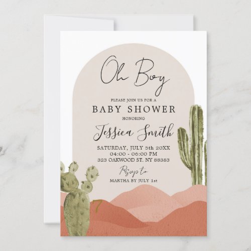 Southwestern Desert Cactus Baby Shower Invitation