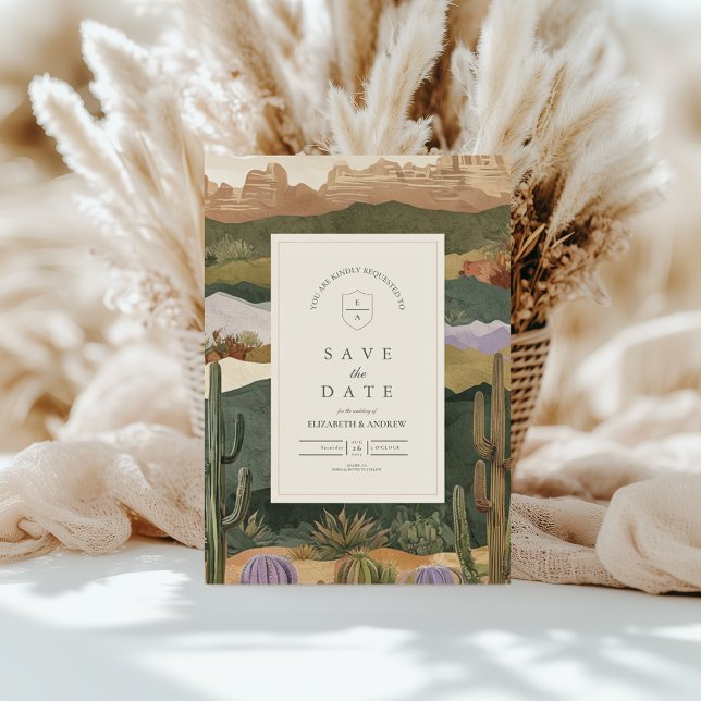 Southwestern Desert Cactus Landscape Wedding Save The Date (Creator Uploaded)