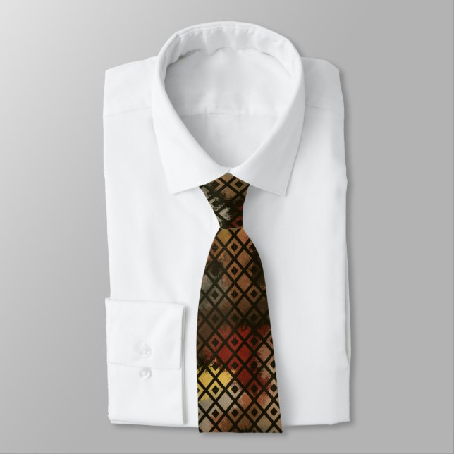 Southwestern Desert Diamondback Worms Design Art Neck Tie (Tied)