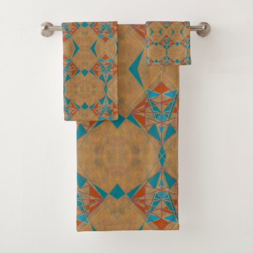 Southwestern Desert Indian Star Man Design Art Bath Towel Set
