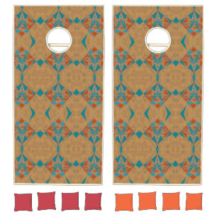 Southwestern Desert Indian Star Man Design Art Cornhole Set