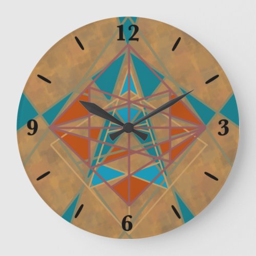 Southwestern Desert Indian Star Man Design Art Large Clock