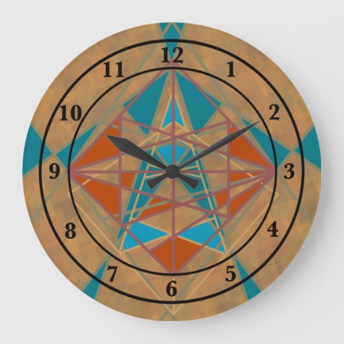 Southwestern Desert Indian Star Man Design Art Large Clock