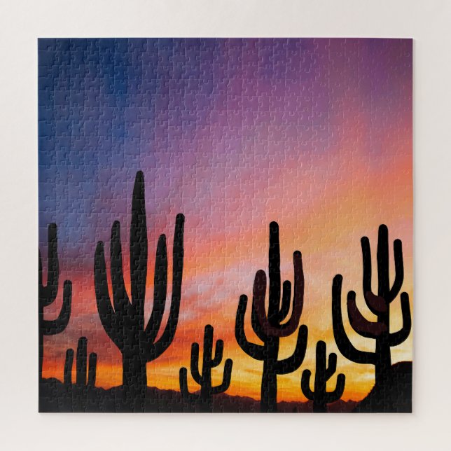 Southwestern Desert Landscape Cactus Sunrise Image Jigsaw Puzzle (Vertical)