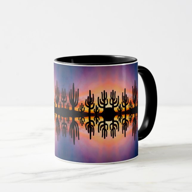 Southwestern Desert Landscape Cactus Sunrise Image Mug (Front Right)